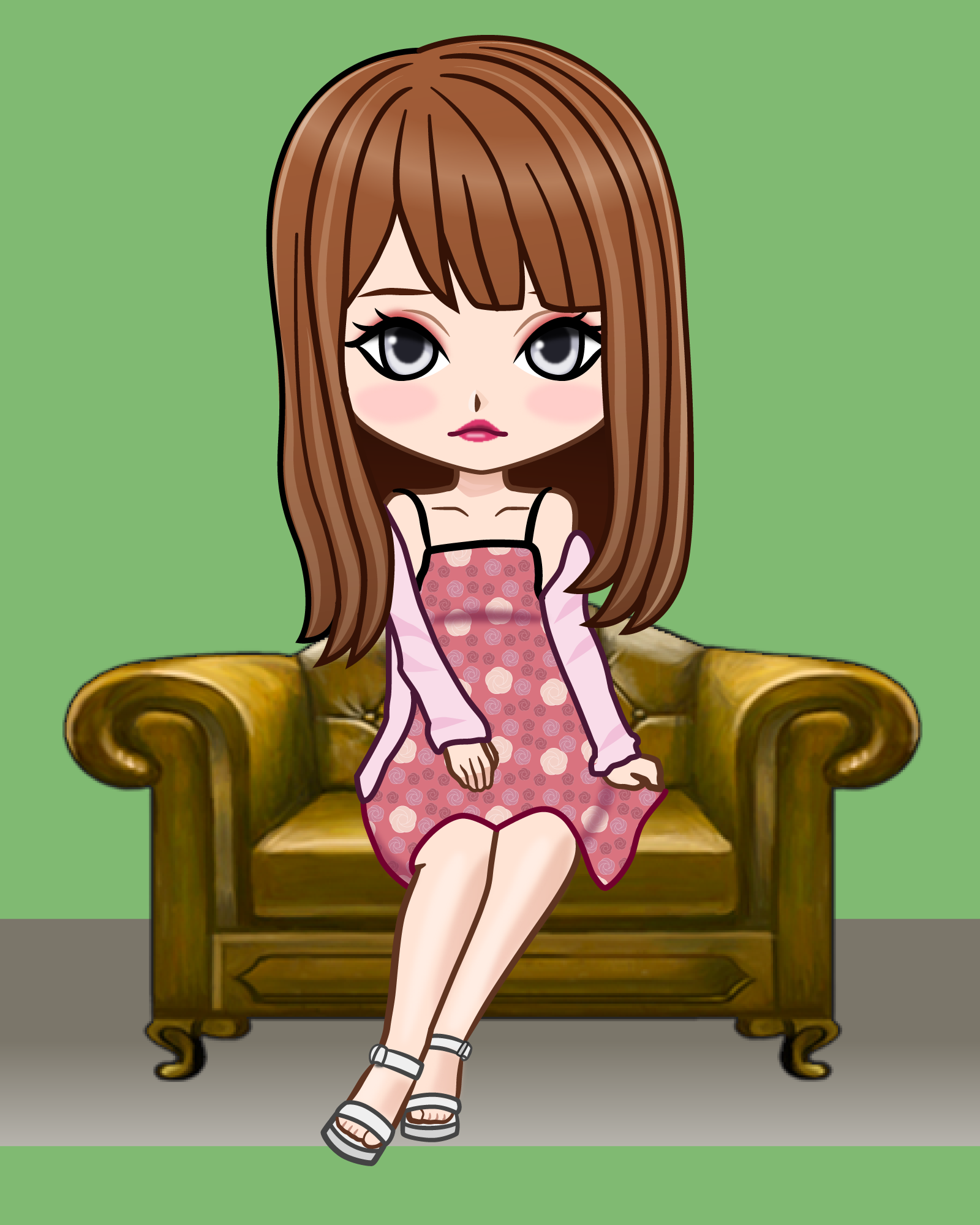 ソファーに座る女性